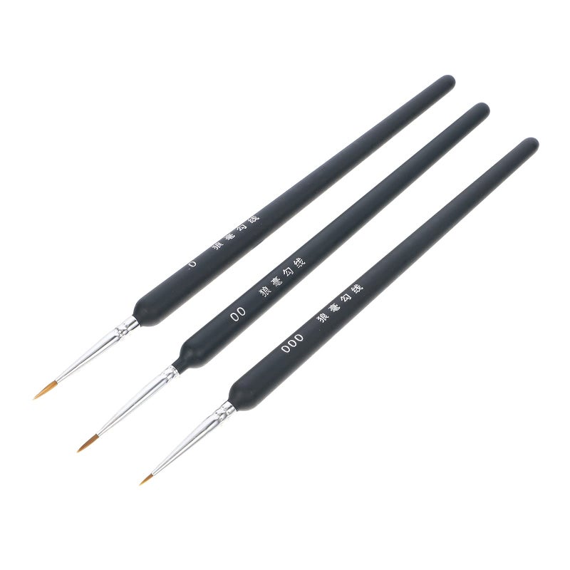 TOYANDONA 3Pcs Wolf Hair Miniature Painting Brush Set for Detail Art with Fine Line Sizes 000 00 0 Watercolor Oil Gouache - Image 1